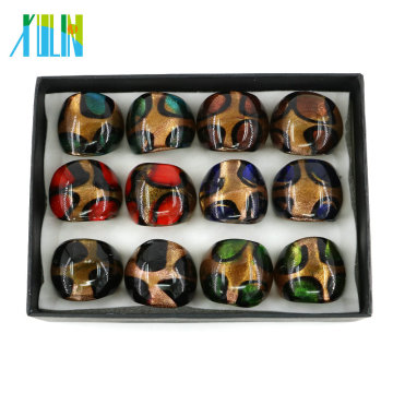 Precio de venta al por mayor caliente del diseño MC1001 en los anillos de cristal hechos a mano del Lampwork del pulgar 12pcs / box